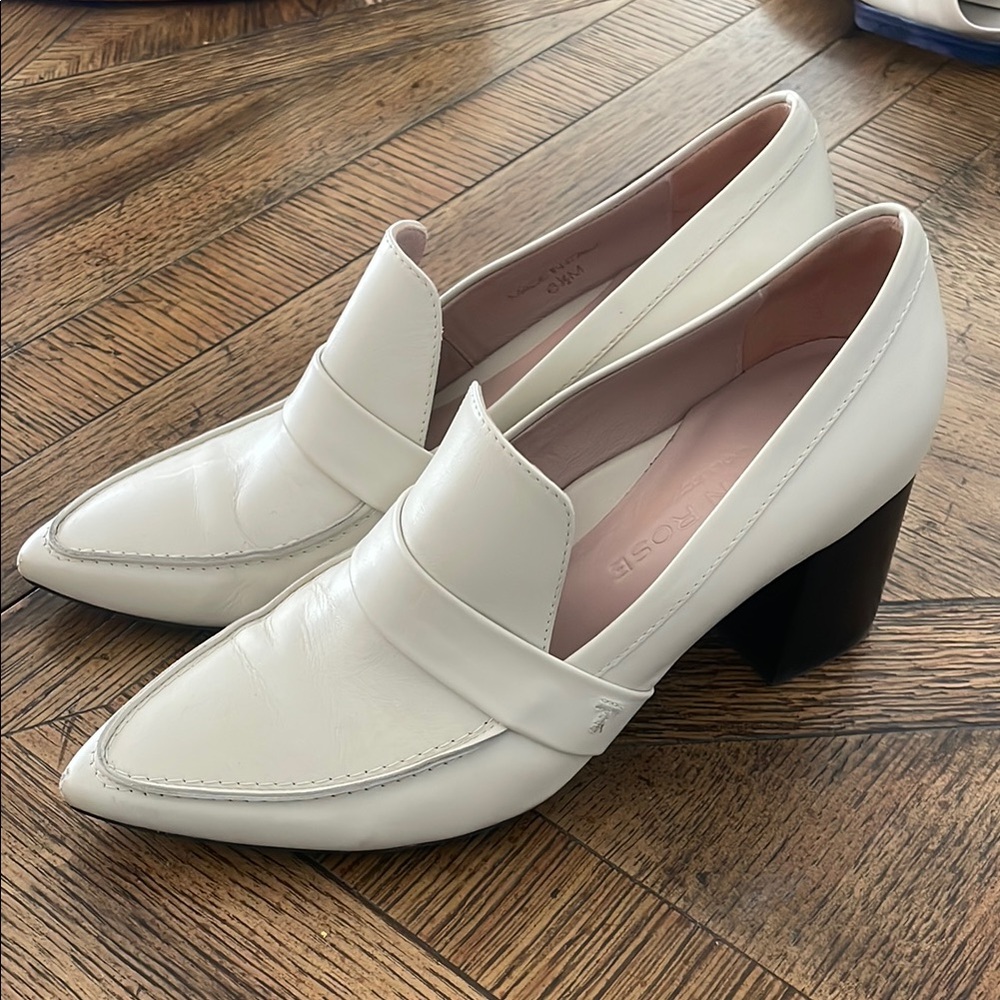 Stylish White Taryn Rose Heels with Chunky Block Heel